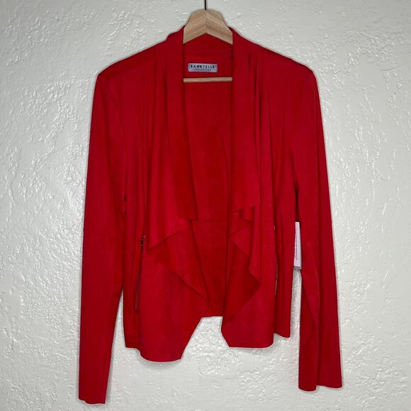 Bagatelle Women's Faux Suede Open Front Waterfall Drape Blazer Jacket M NWT - Picture 1 of 7